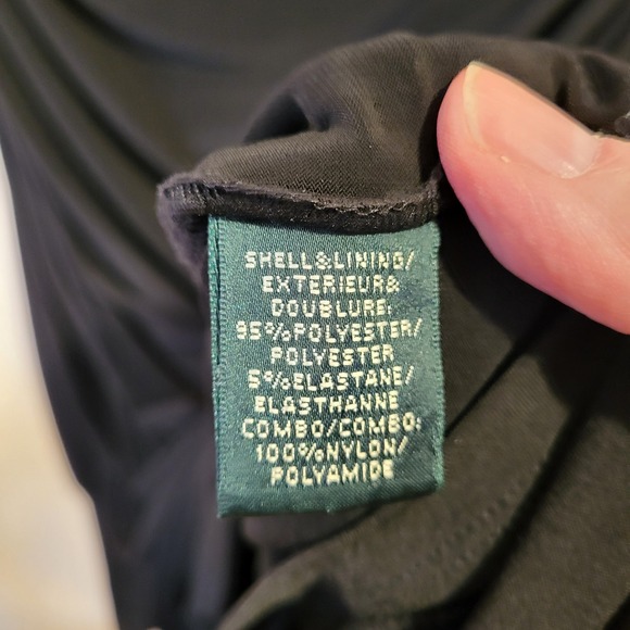 Lauren Ralph Lauren Black Sequin Cowl Neck Ruched Evening Gown Dress 18W Cocktai - Picture 5 of 6